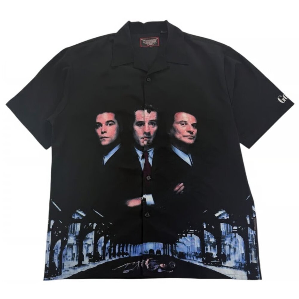 VTG 90s Y2K Dragonfly Goodfellas Mobster Button-Up Shirt